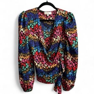 Never Fully Dressed Multicolor Leopard Wrap Blouse Top Size: 4